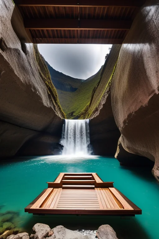 A giant floating island with waterfalls pouring into the sky, surreal dreamscape