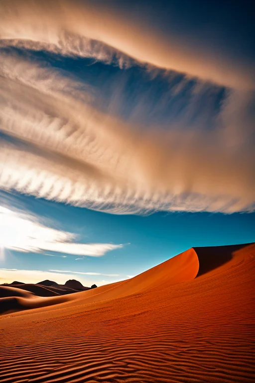 A desert with glass sand dunes reflecting the sunset, hyper-realistic